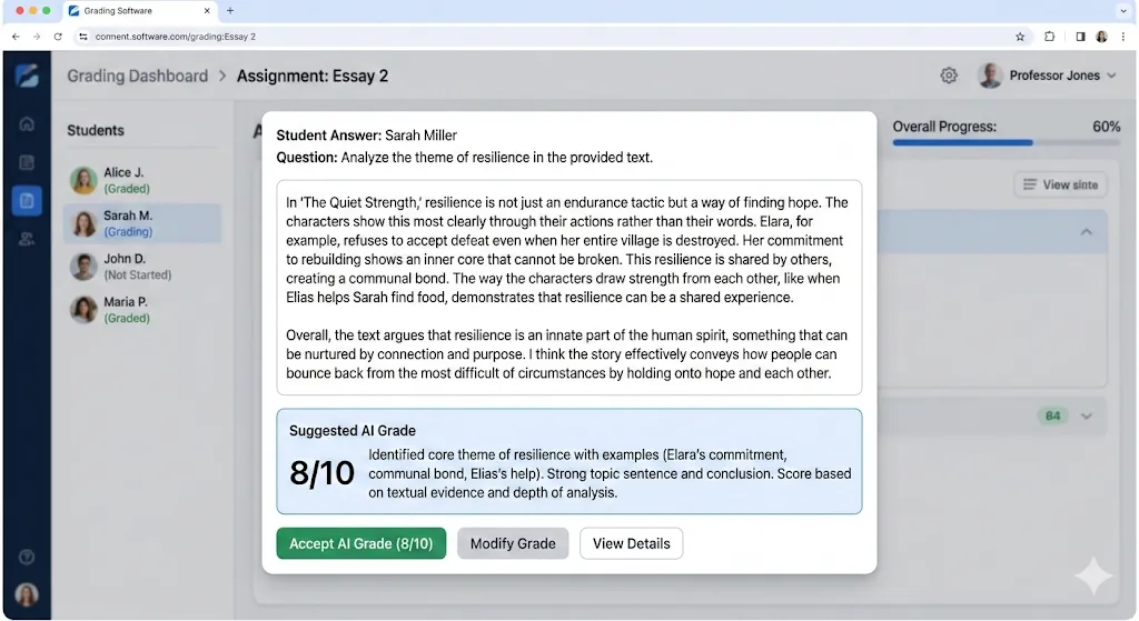 Grading interface with AI-suggested scores